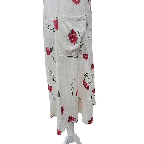 Princess Polly Women's Floral Print‎ Button Down Midi Dress Size 4 White Red - Picture 16 of 16